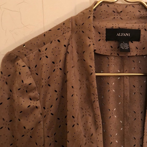 Faux suede brown cardigan L - Picture 6 of 8